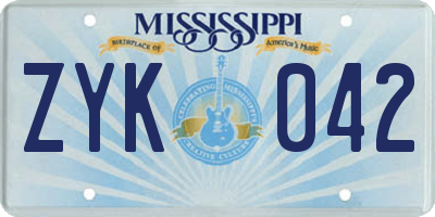 MS license plate ZYK042