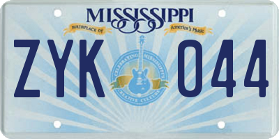 MS license plate ZYK044