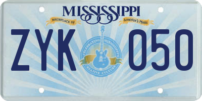 MS license plate ZYK050