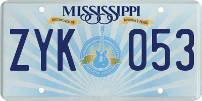 MS license plate ZYK053