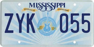MS license plate ZYK055