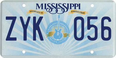 MS license plate ZYK056