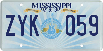 MS license plate ZYK059