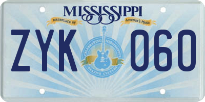 MS license plate ZYK060