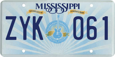 MS license plate ZYK061