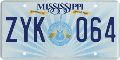 MS license plate ZYK064