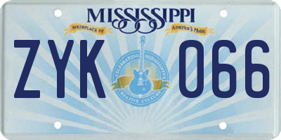 MS license plate ZYK066