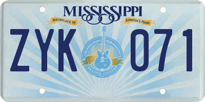 MS license plate ZYK071