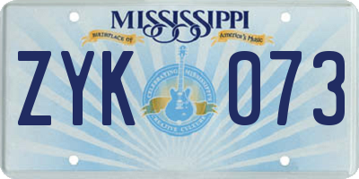 MS license plate ZYK073