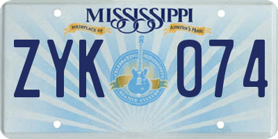 MS license plate ZYK074