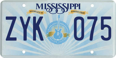 MS license plate ZYK075