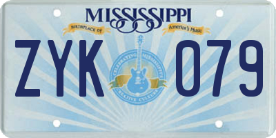 MS license plate ZYK079