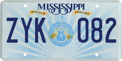 MS license plate ZYK082