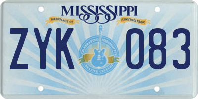 MS license plate ZYK083
