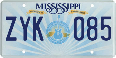 MS license plate ZYK085