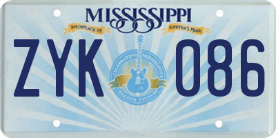 MS license plate ZYK086