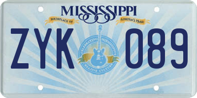 MS license plate ZYK089