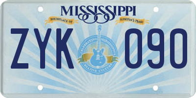 MS license plate ZYK090