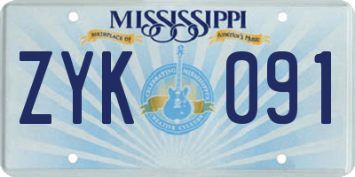MS license plate ZYK091