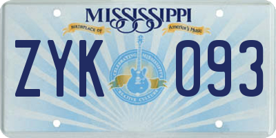 MS license plate ZYK093