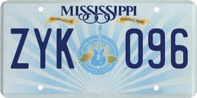 MS license plate ZYK096