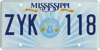 MS license plate ZYK118