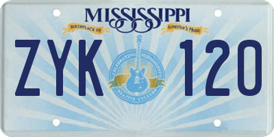 MS license plate ZYK120