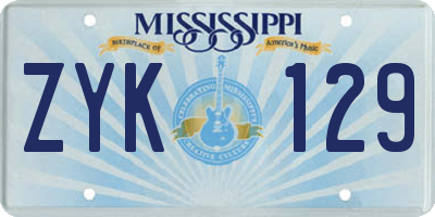 MS license plate ZYK129