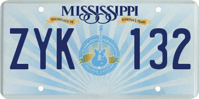 MS license plate ZYK132