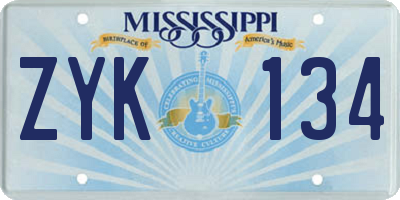 MS license plate ZYK134