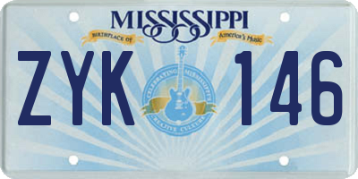 MS license plate ZYK146