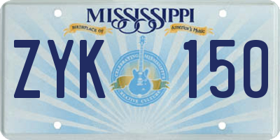 MS license plate ZYK150