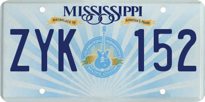 MS license plate ZYK152