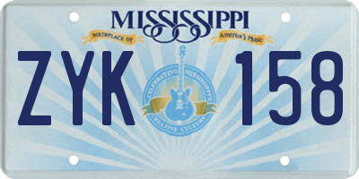 MS license plate ZYK158