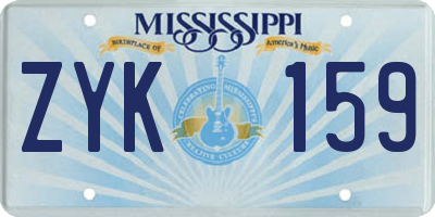 MS license plate ZYK159