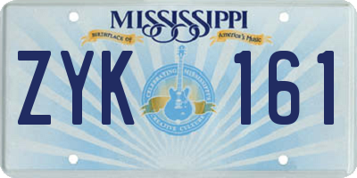 MS license plate ZYK161
