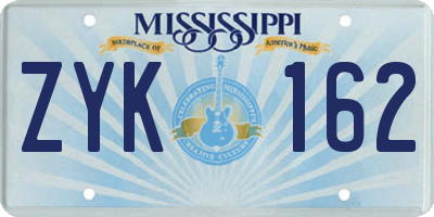 MS license plate ZYK162