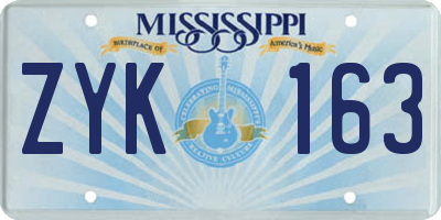 MS license plate ZYK163