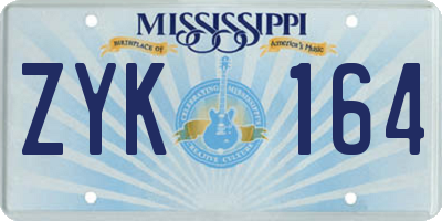 MS license plate ZYK164
