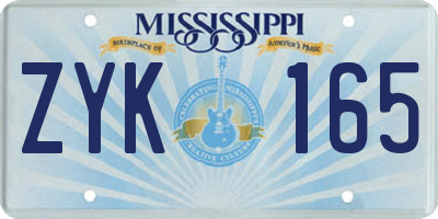 MS license plate ZYK165
