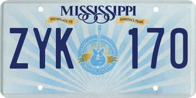 MS license plate ZYK170
