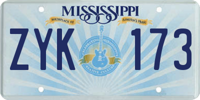 MS license plate ZYK173