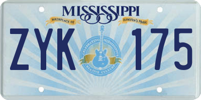 MS license plate ZYK175