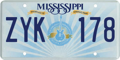 MS license plate ZYK178