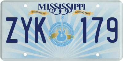 MS license plate ZYK179