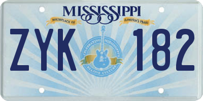 MS license plate ZYK182