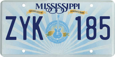 MS license plate ZYK185