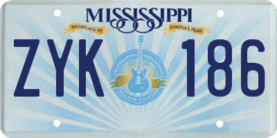 MS license plate ZYK186