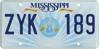 MS license plate ZYK189