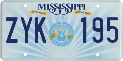 MS license plate ZYK195